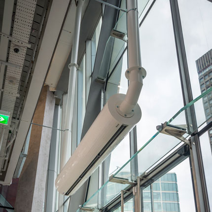 Air curtains at Rebel Gym, Victoria, London